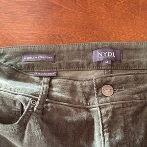 NWOT NYDJ Deep Olive Marilyn Straight corduroy pants.